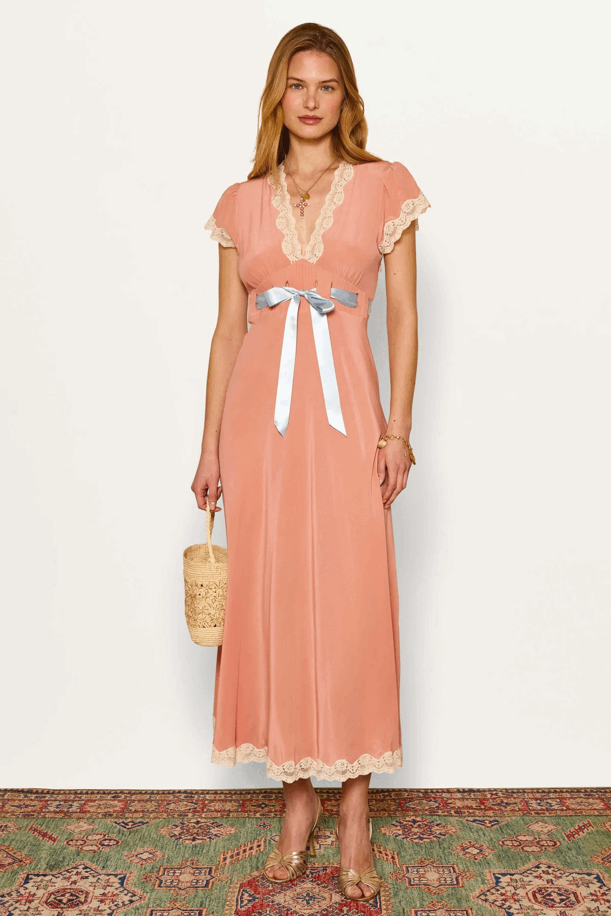 Rixo Marlice Silk Midi Dress