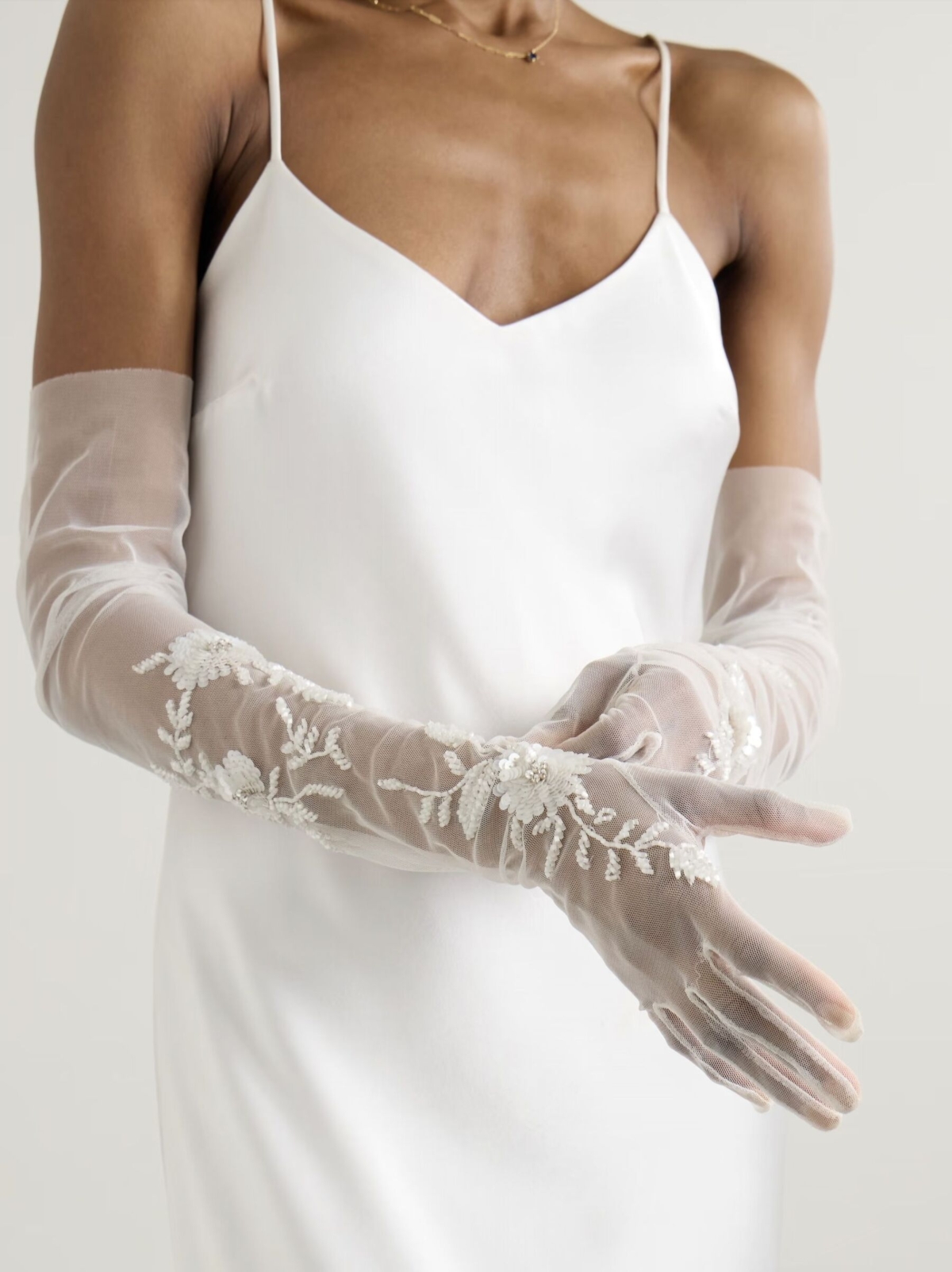 Crystal Sequin Bridal Gloves by Halfpenny London