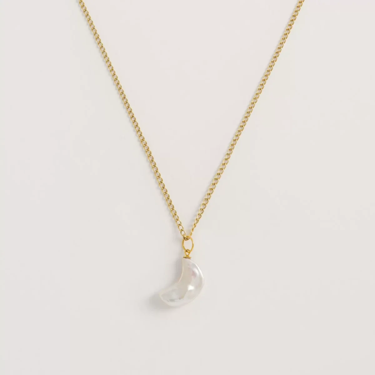 Moon Pearl Necklace 22ct Gold Vermeil Freya Rose London